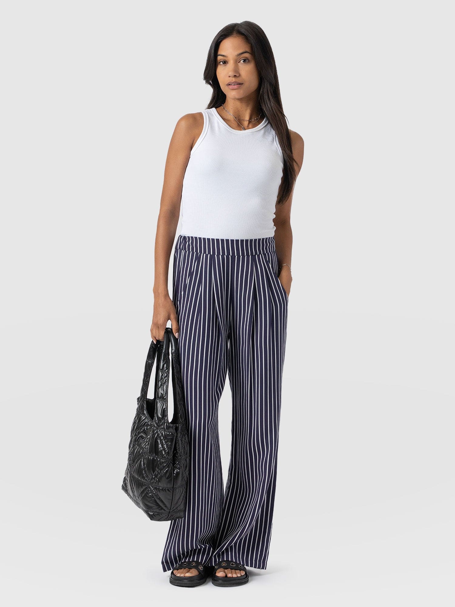 Sloane Pant Navy Mini Stripe - Women's Pants | Saint + Sofia® USA